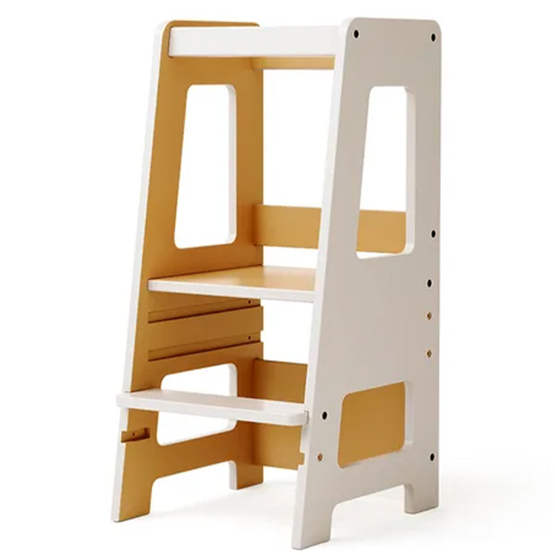 Kids Concept houten oefenkruk voor kinderen in grijs en naturelkleur.