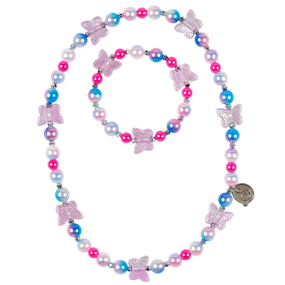 Souza for kids veelkleurige kralenketting en armband set met vlinders voor kinderen.