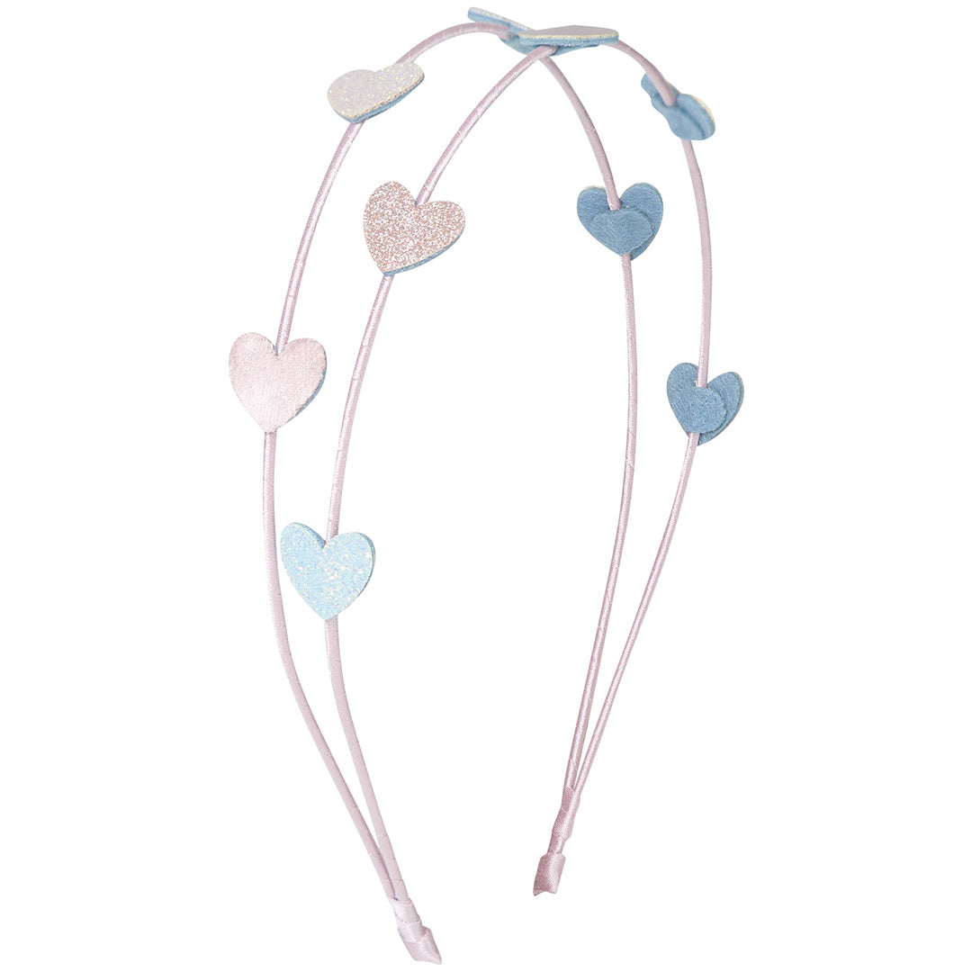 Mimi & Lula kinderdiadeem met twee roze banden en pastelkleurige harten.