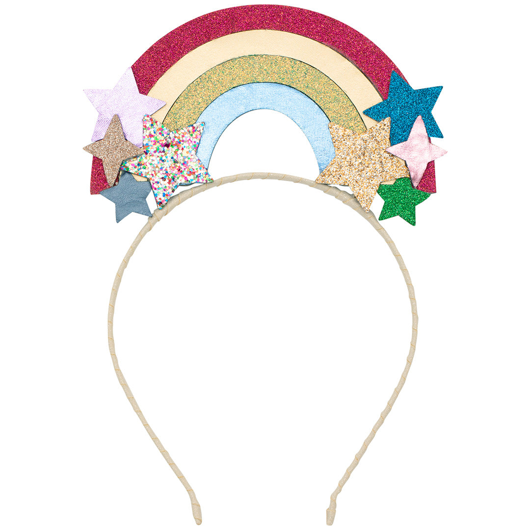 Mimi & Lula kinder hoofdband met een glitter regenboog en sterren.
