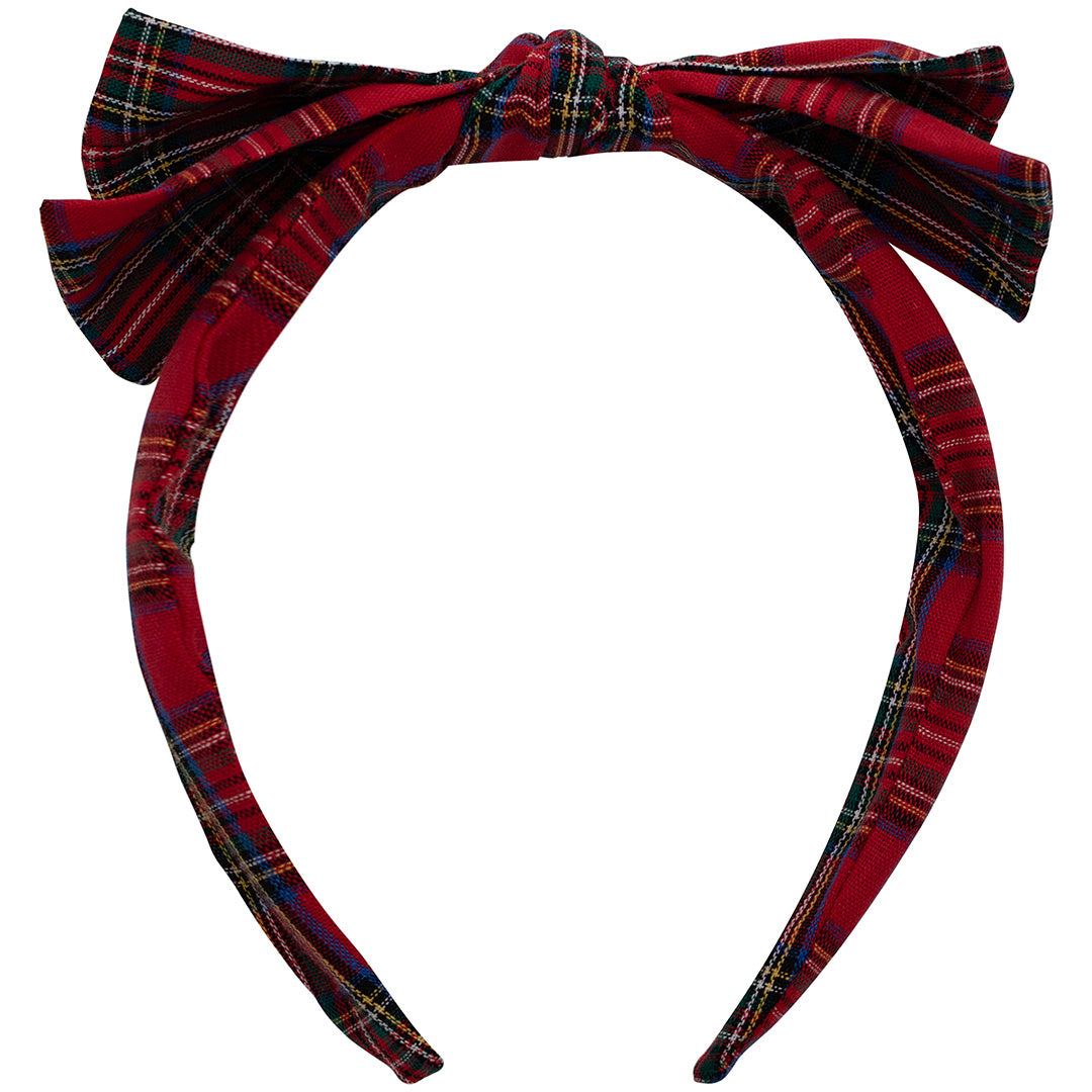Mimi & Lula rode kinderhoofdband met plaidpatroon en strik.
