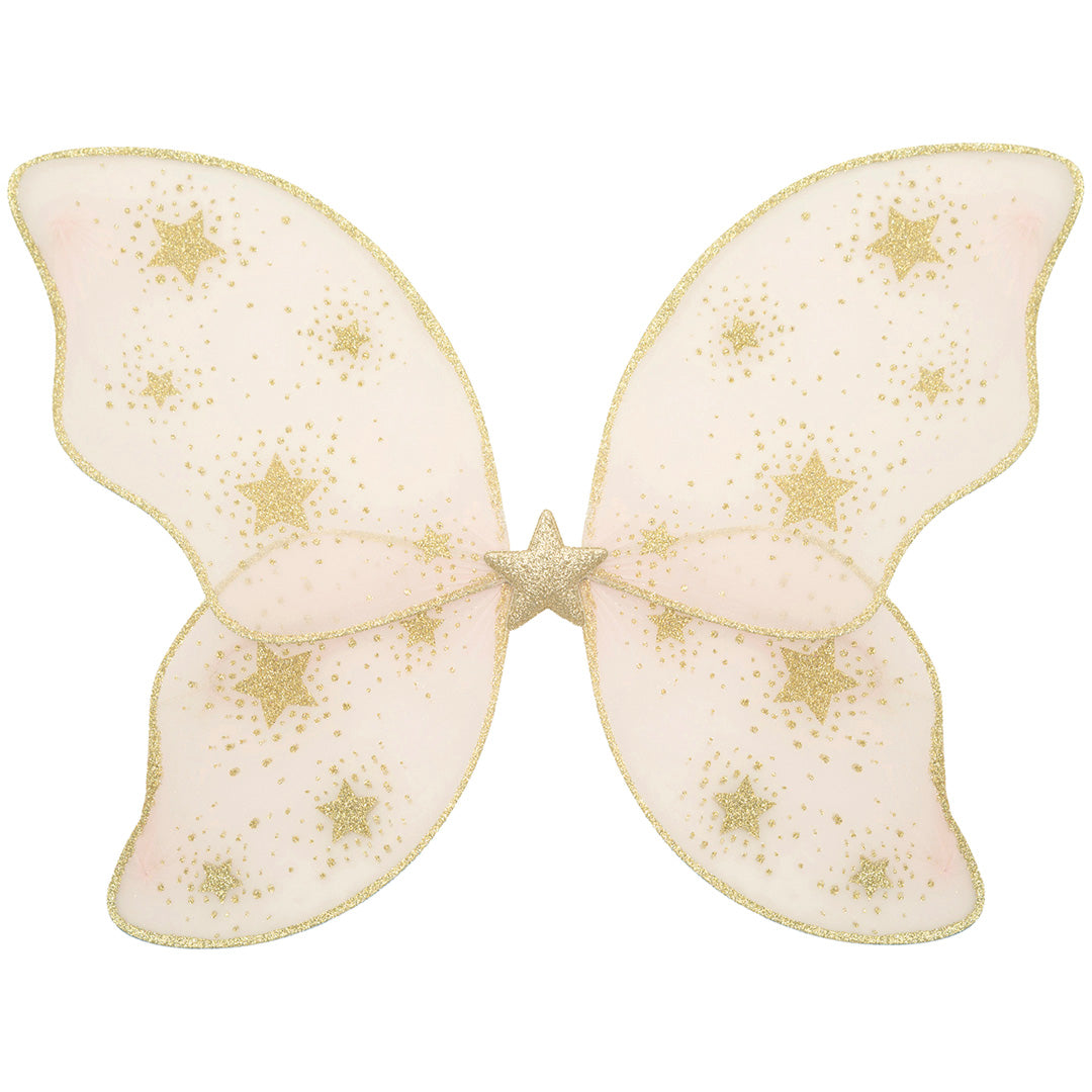 mimi & lula roze feeënvleugels met gouden glittersterren.