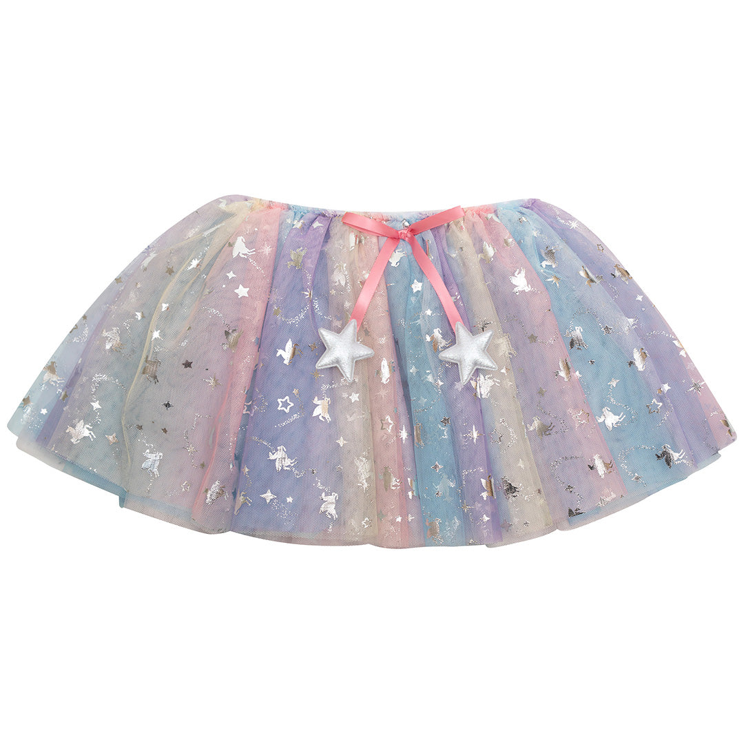 mimi & lula verkleedrok voor kinderen met regenboog ombre, sterren en eenhoorns.