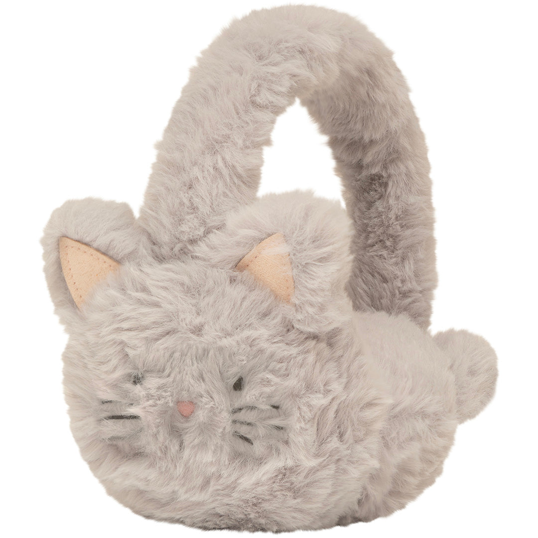 Mimi & Lula grijze oorwarmers voor kinderen in de vorm van een kat.