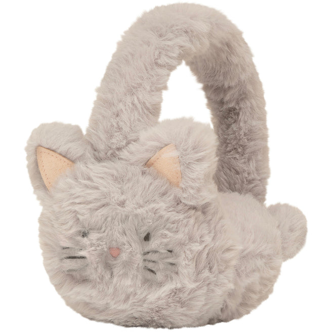 Mimi & Lula grijze oorwarmers voor kinderen in de vorm van een kat.