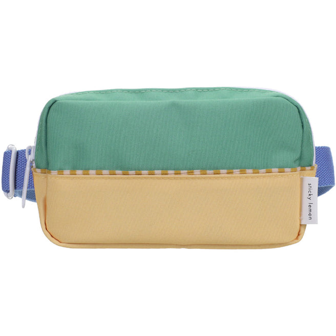 Sticky Lemon colourblocking heuptas in aquatic green en sandy yellow.