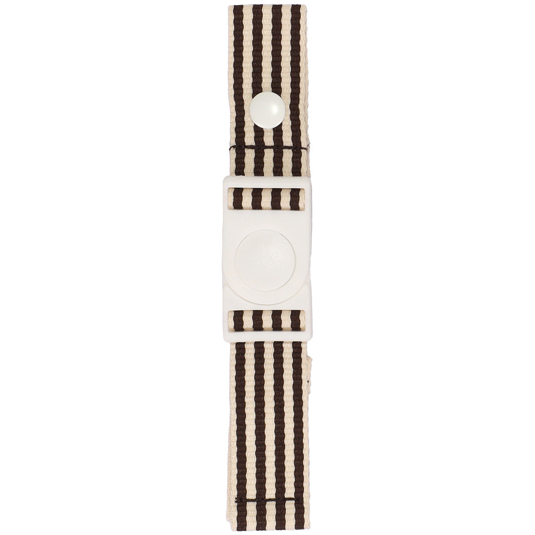 Sticky Lemon gestreepte borstriem voor rugzak in bruin en beige, gesloten.