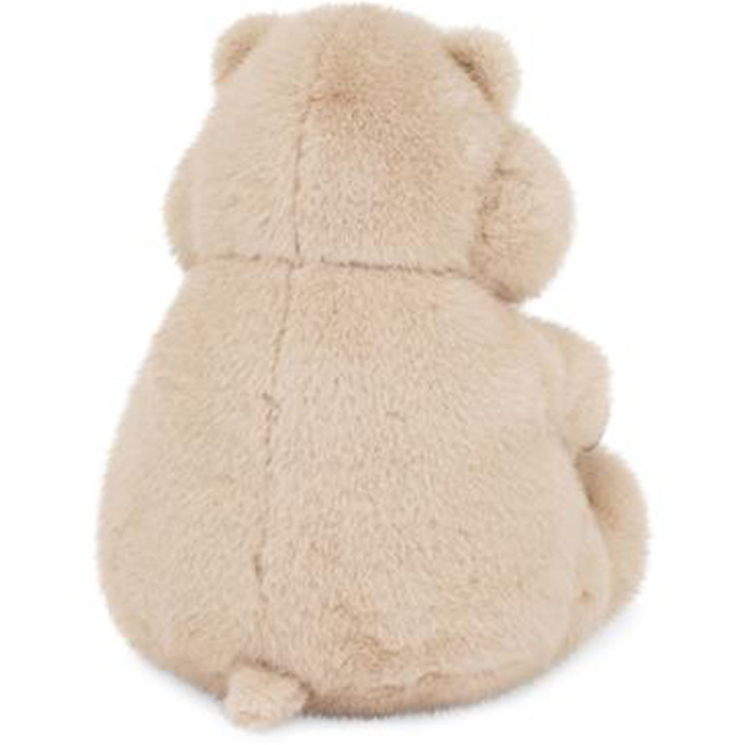 Orange Toys pluchen hamster knuffel, zittend en van achteren gezien.