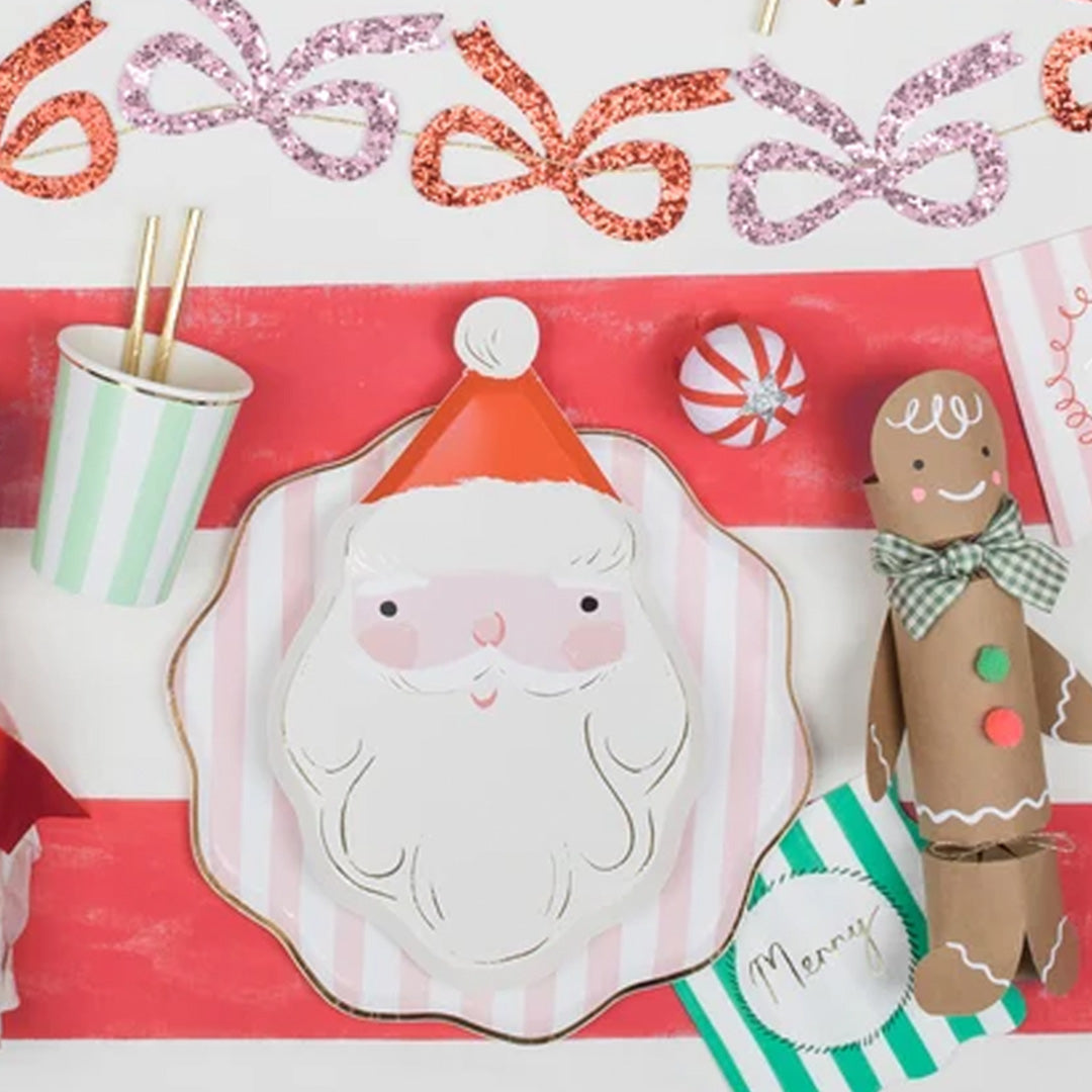 meri meri bordjes kerstmanhoofd - jolly - 8st | 270121 | 2