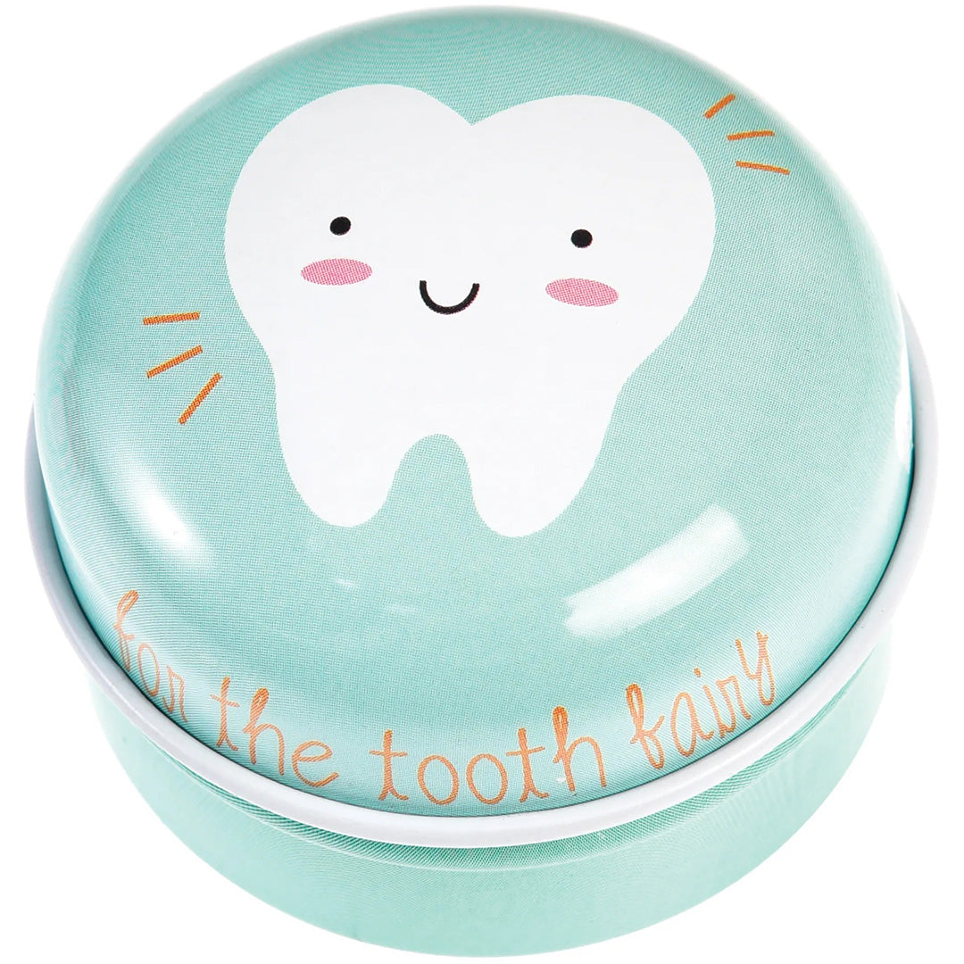 Rex London tandendoosje met een lachende tand en de tekst 'for the tooth fairy' op de deksel.