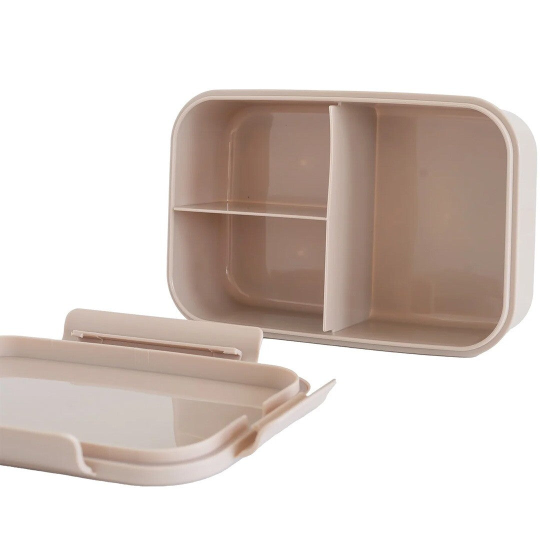 Open 3 sprouts bento broodtrommel voor kinderen met deksel ernaast en zichtbare compartimenten.