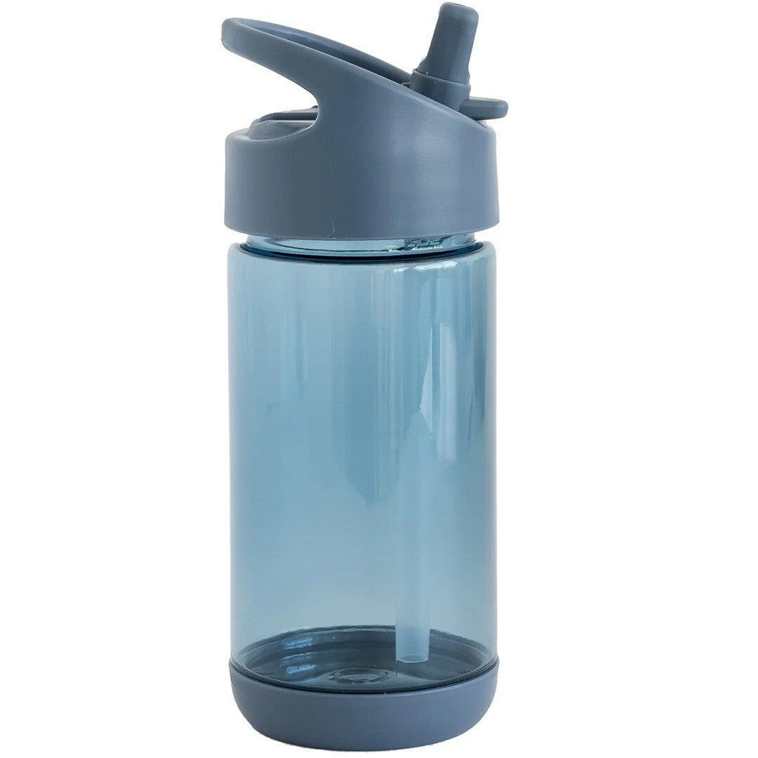 3 sprouts blauwe plastic drinkfles voor kinderen met grijs rietje.