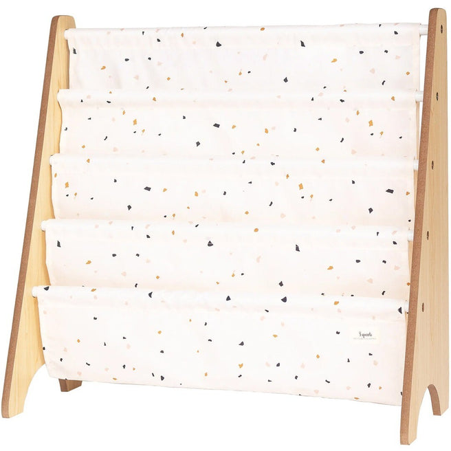 3 sprouts kinderboekenrek voor baby's en peuters met een beige terrazzo patroon.