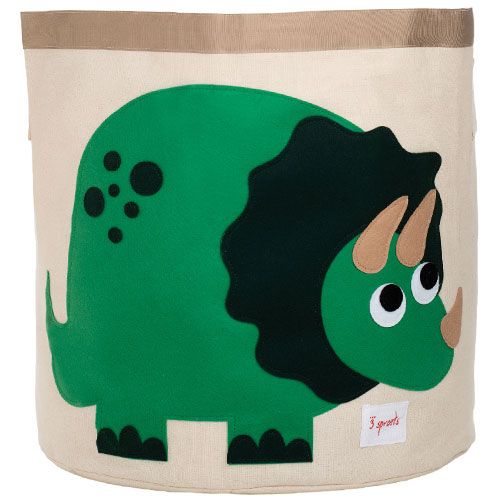 3 sprouts ronde opbergmand met een groene Triceratops dino.