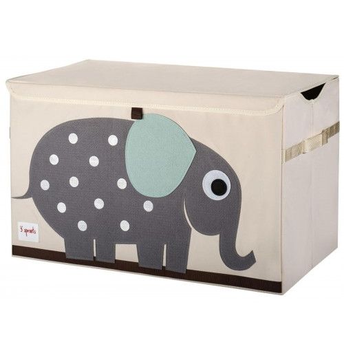 3 sprouts speelgoedmand met een beige basis en een grijze olifant met stippen.