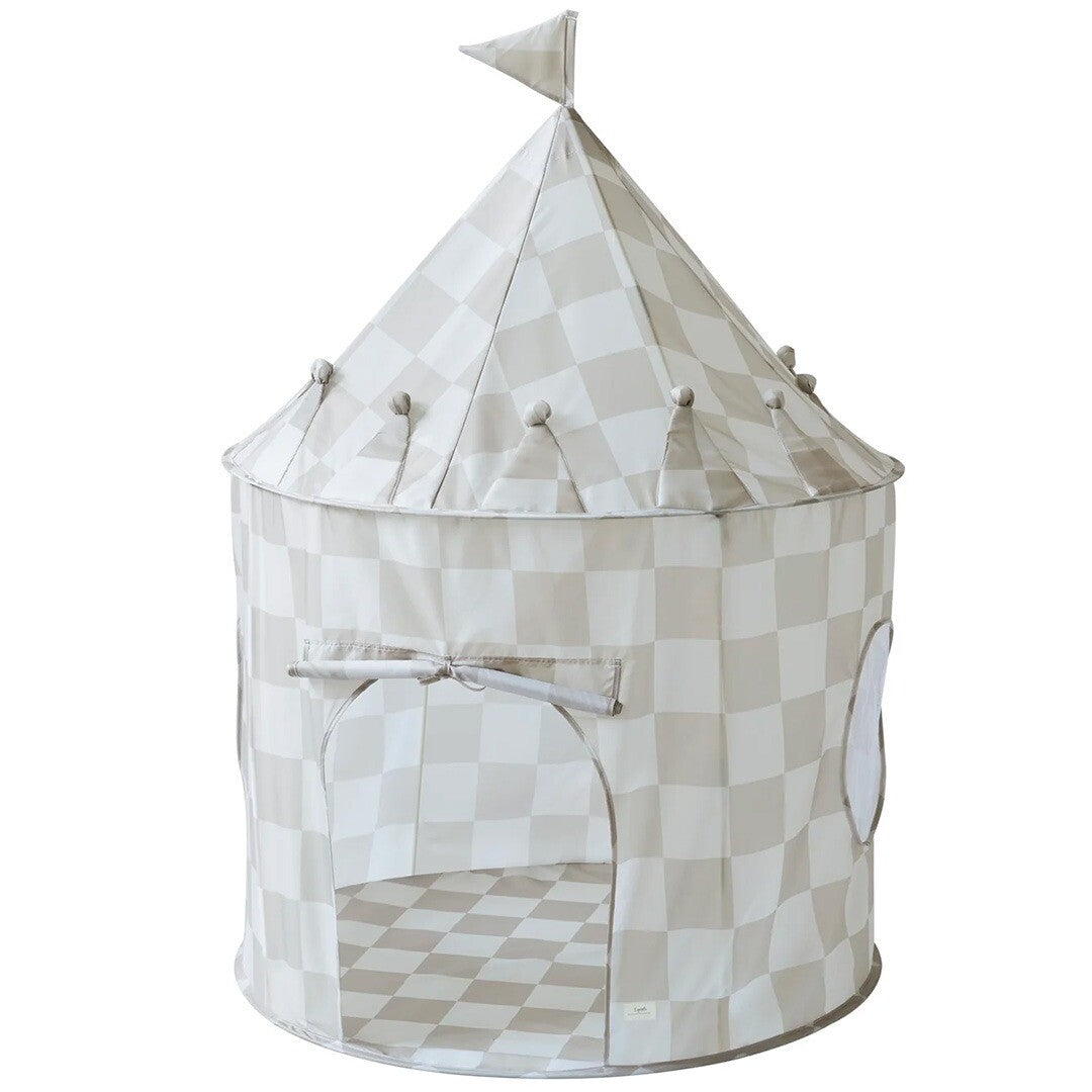3 sprouts speeltent kasteel met beige en wit ruitpatroon en vlaggetje.
