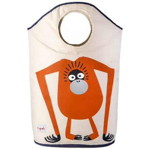 3 sprouts wasmand met een oranje orang-oetan en een rond handvat aan de bovenkant.