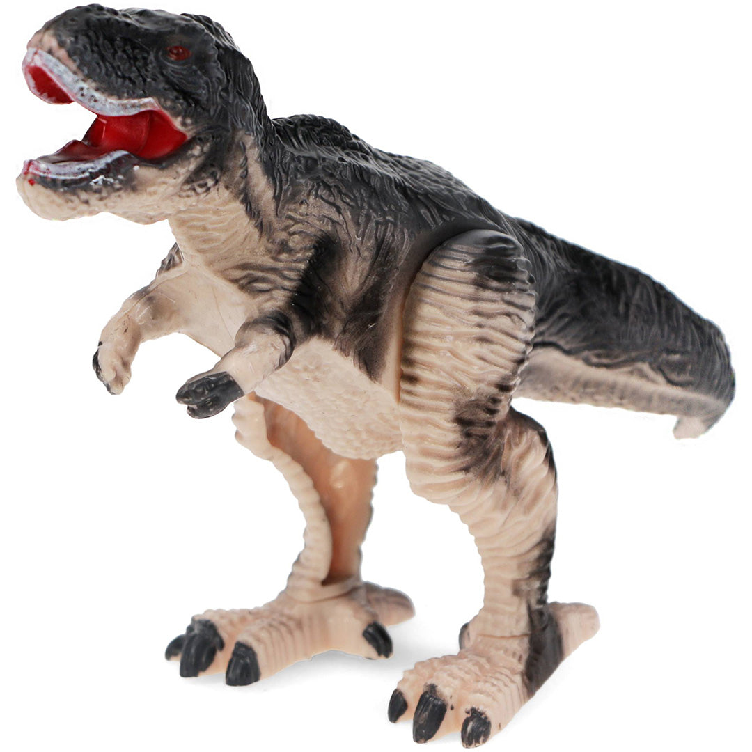 Rex London opwindspeelgoed dino Tyrannosaurus Rex met open bek op een witte achtergrond.
