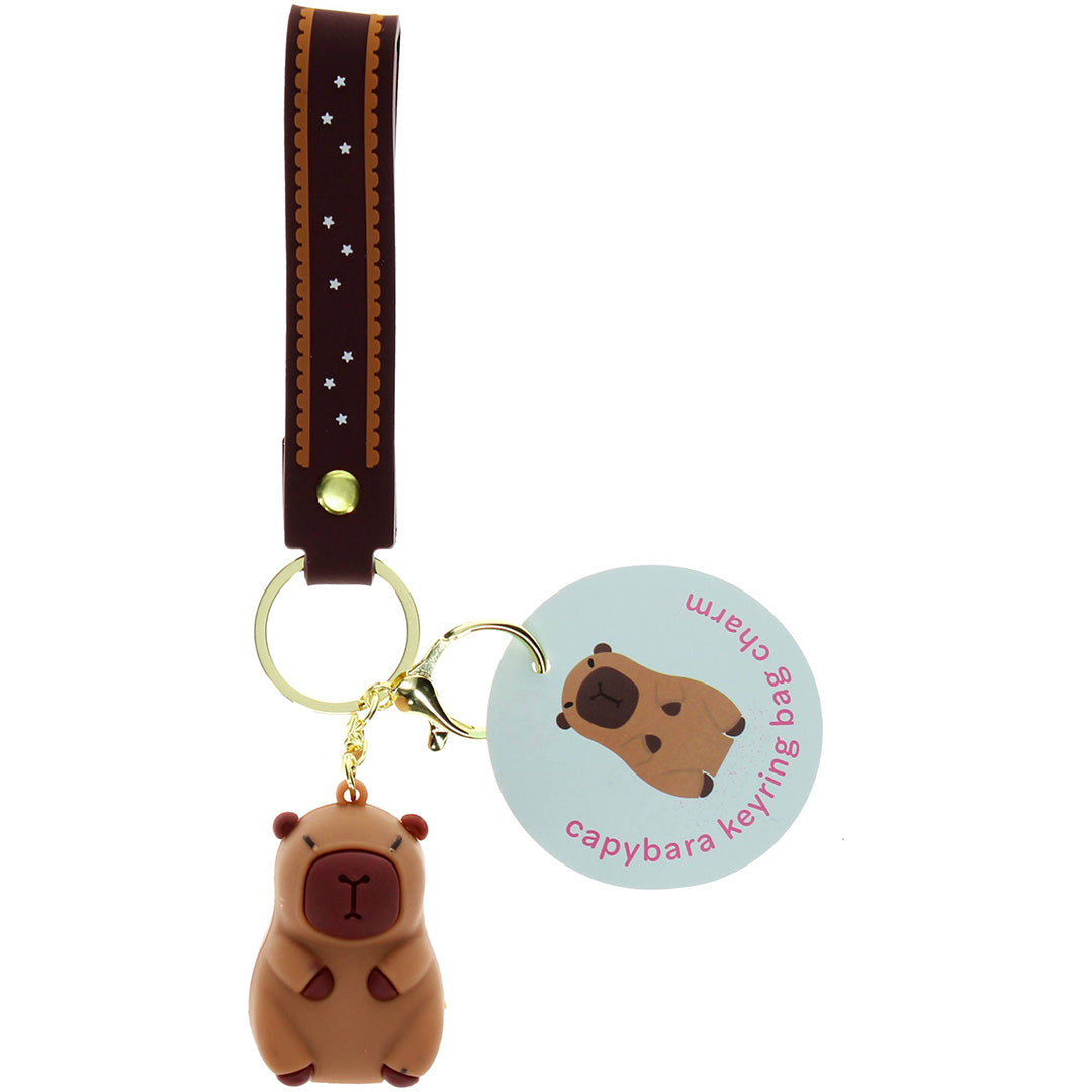Rex London capybara sleutelhanger met ronde verpakkingstag.