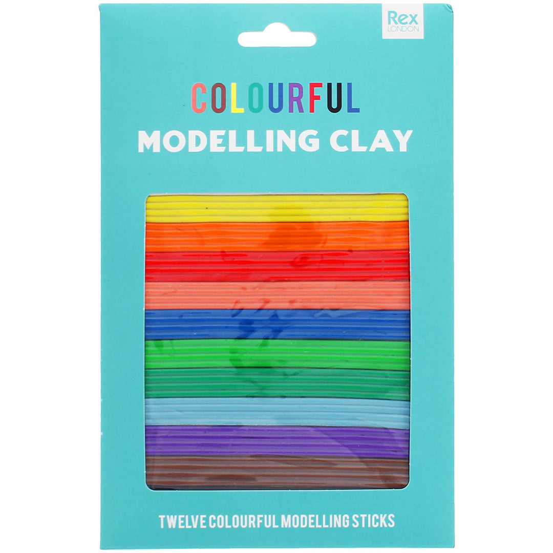 Rex London Colourful Modelling Clay verpakking met 12 gekleurde kleisticks.
