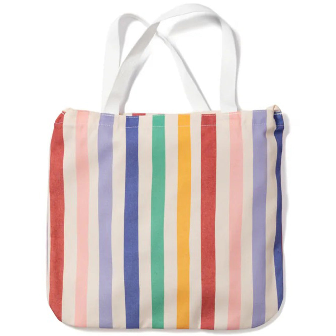 play&go draagtas met verticale regenboogstrepen.