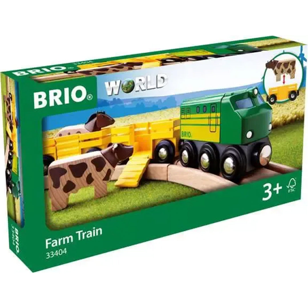 Groene Brio productverpakking van de boerderij speelgoedtrein.