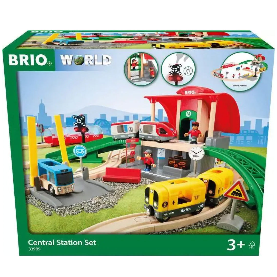De verpakking van de Brio houten treinbaan centraal station set.