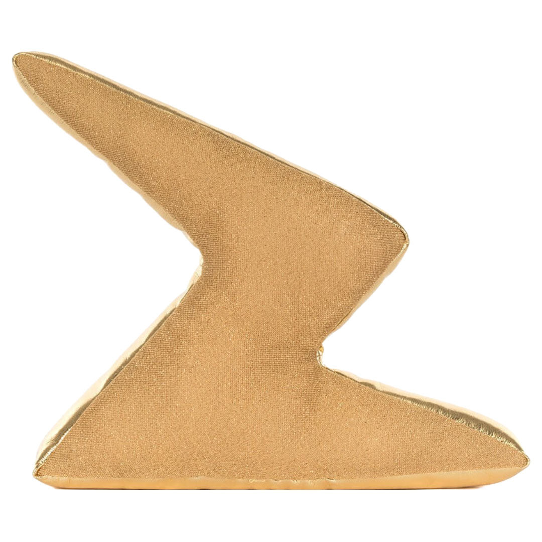 Achteraanzicht van de Jellycat pluchen bliksemschicht knuffel, liggend.