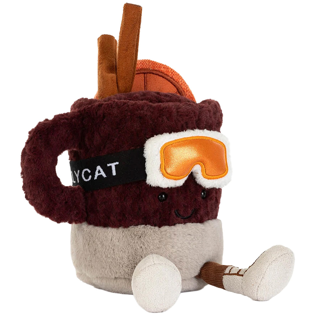Jellycat pluchen winterdrankje met skibril, kaneelstokjes en sinaasappelschijfje.