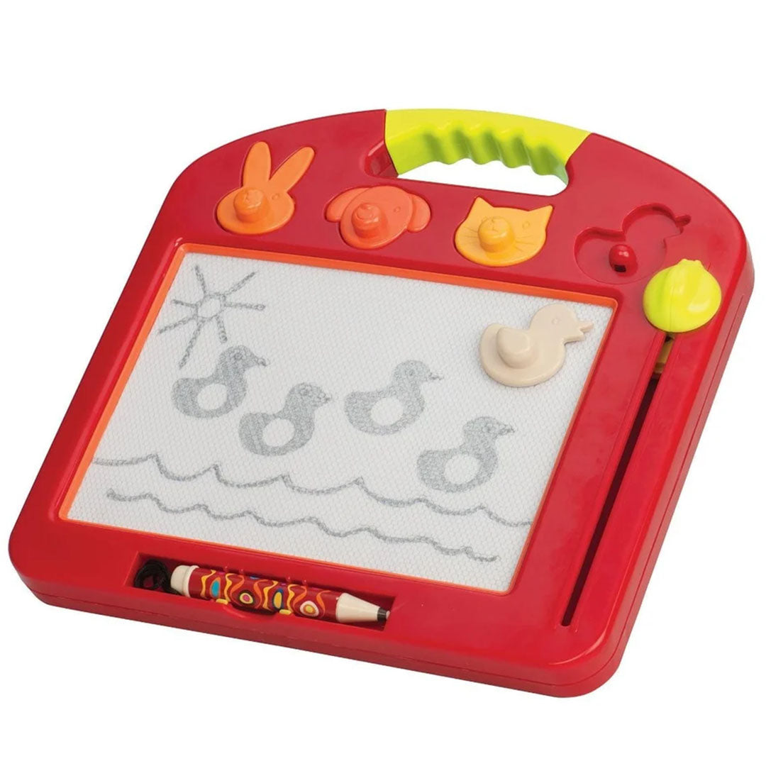 b toys magnetisch tekenbord met dierenstempels - rood