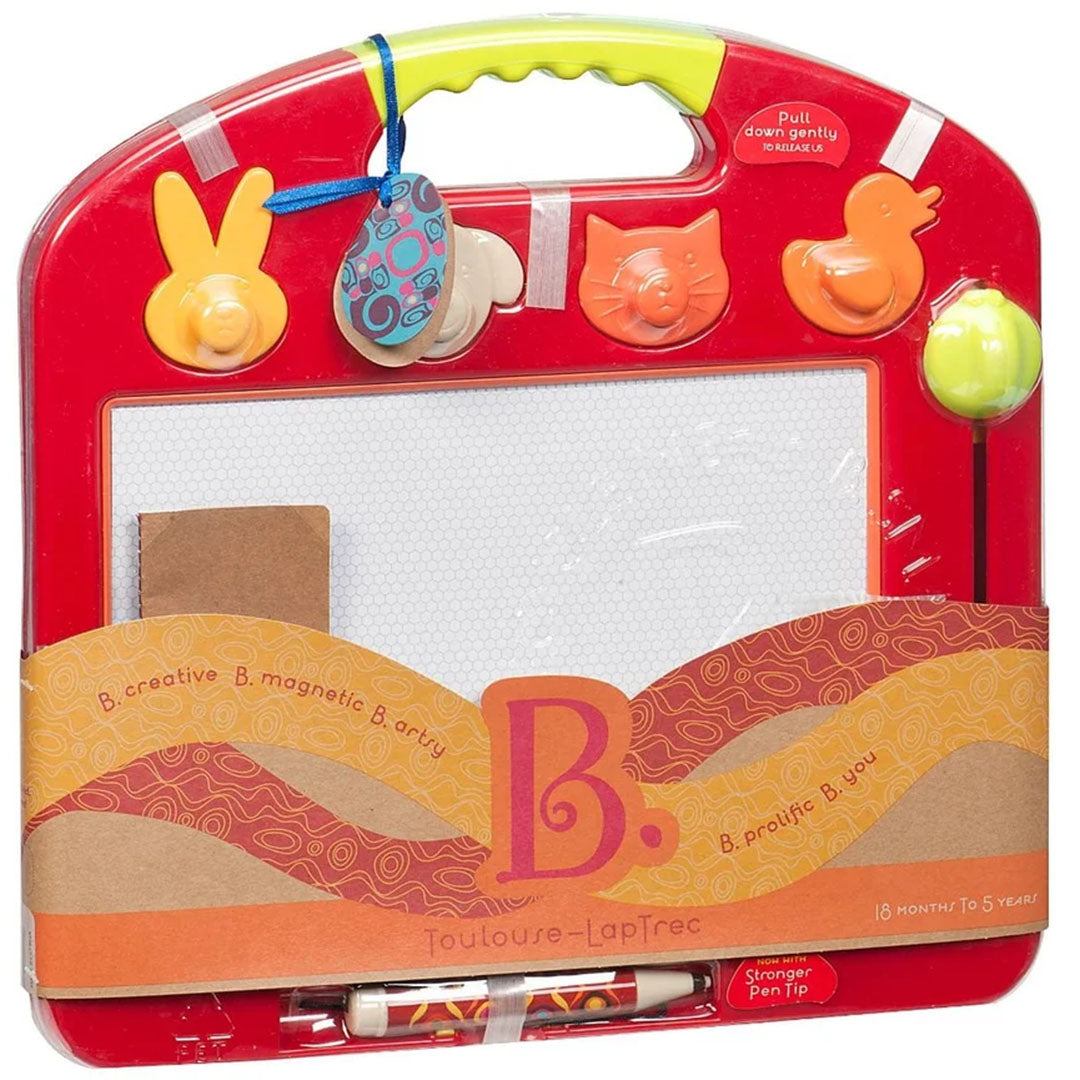 b toys magnetisch tekenbord met dierenstempels - rood
