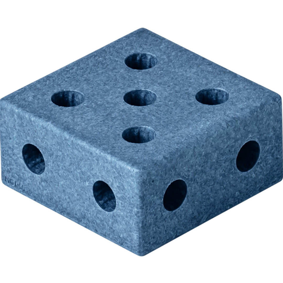 Modu diepblauw vierkant schuimrubber blok met gaten aan alle zijden.