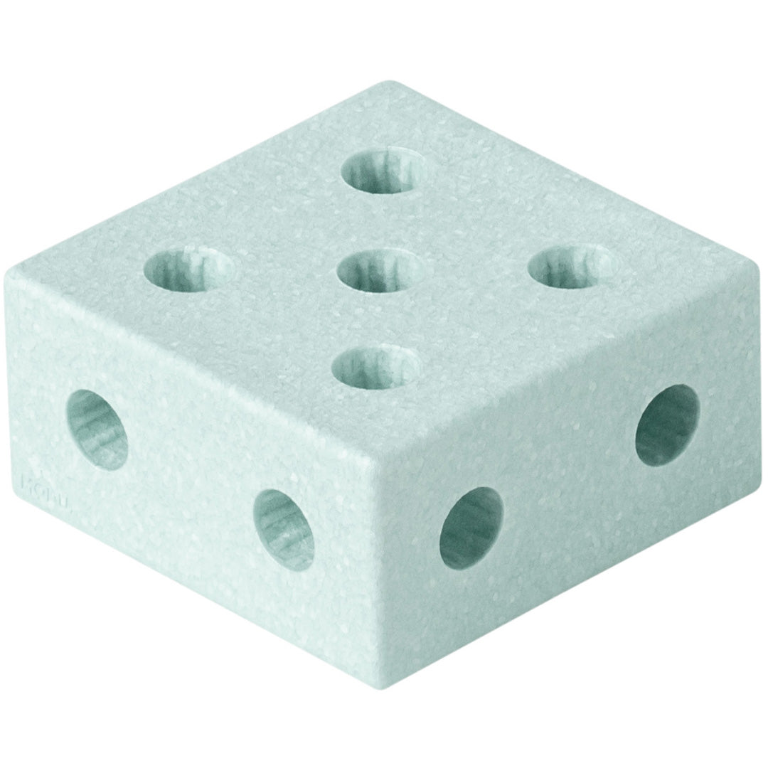 modu vierkant schuimrubberblok in ocean mint kleur met gaten.