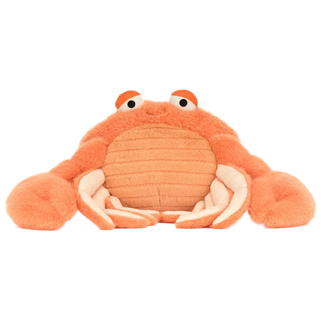 Jellycat pluchen krab knuffel, van voren gezien.