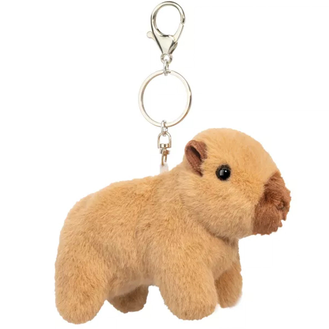 Douglas Toys pluchen capibara knuffelsleutelhanger in beige.