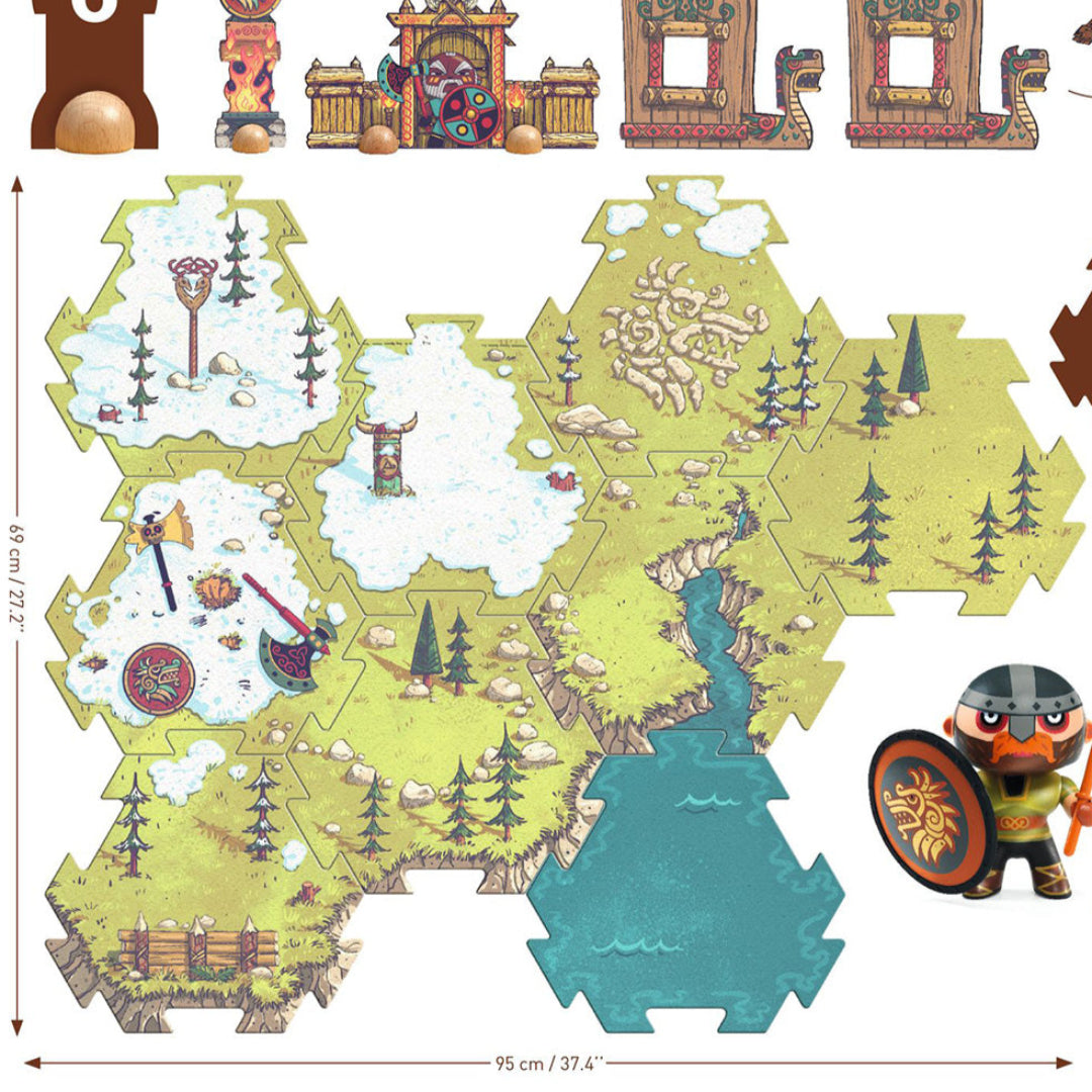 De Djeco Arty Toys Alric Barbarious vloerpuzzel met een figuur en afmetingen van 69 bij 95 centimeter.