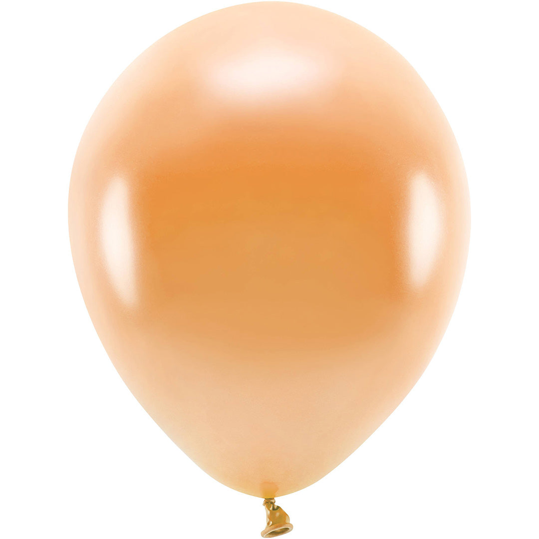 Partydeco metallic oranje ronde ballon.