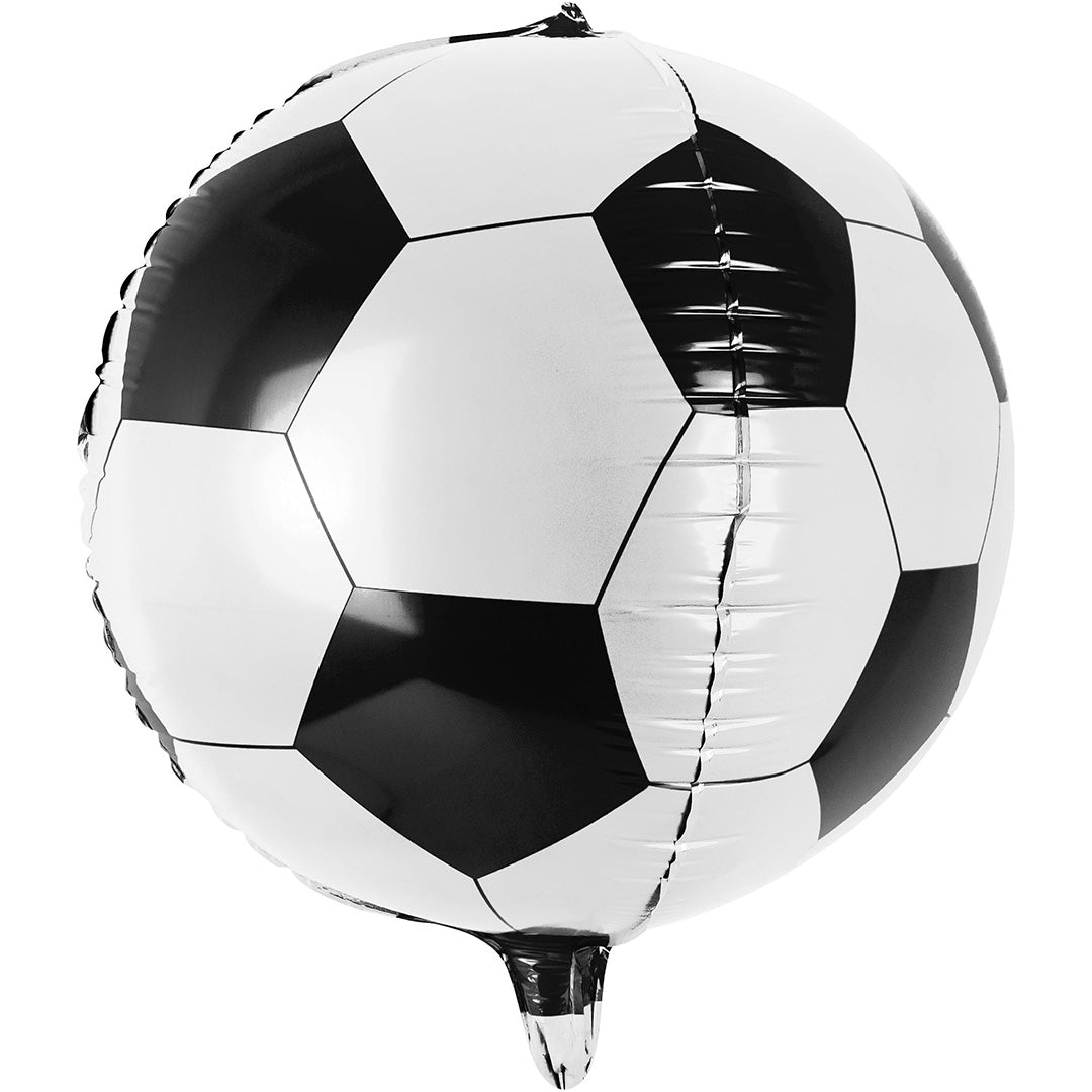 partydeco folieballon in de vorm van een zwart-witte voetbal.