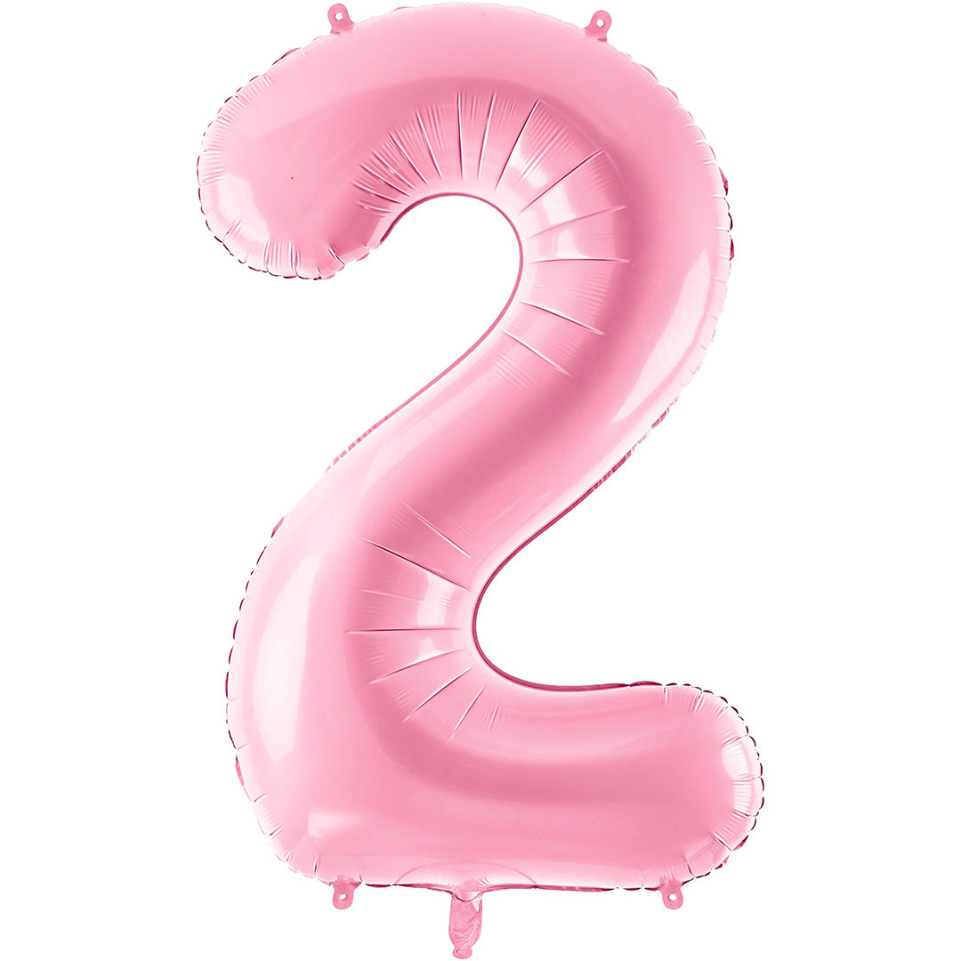 Partydeco roze cijferballon in de vorm van het getal 2.