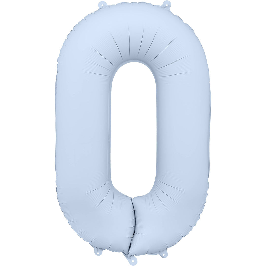 partydeco cijferballon in de vorm van het cijfer 0 in mistig blauw.