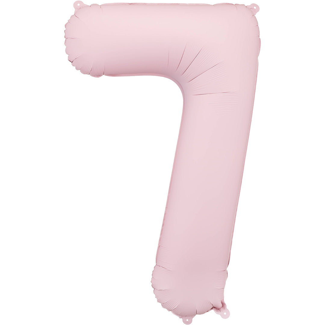 Partydeco cijferballon in de vorm van een lichtroze 7.