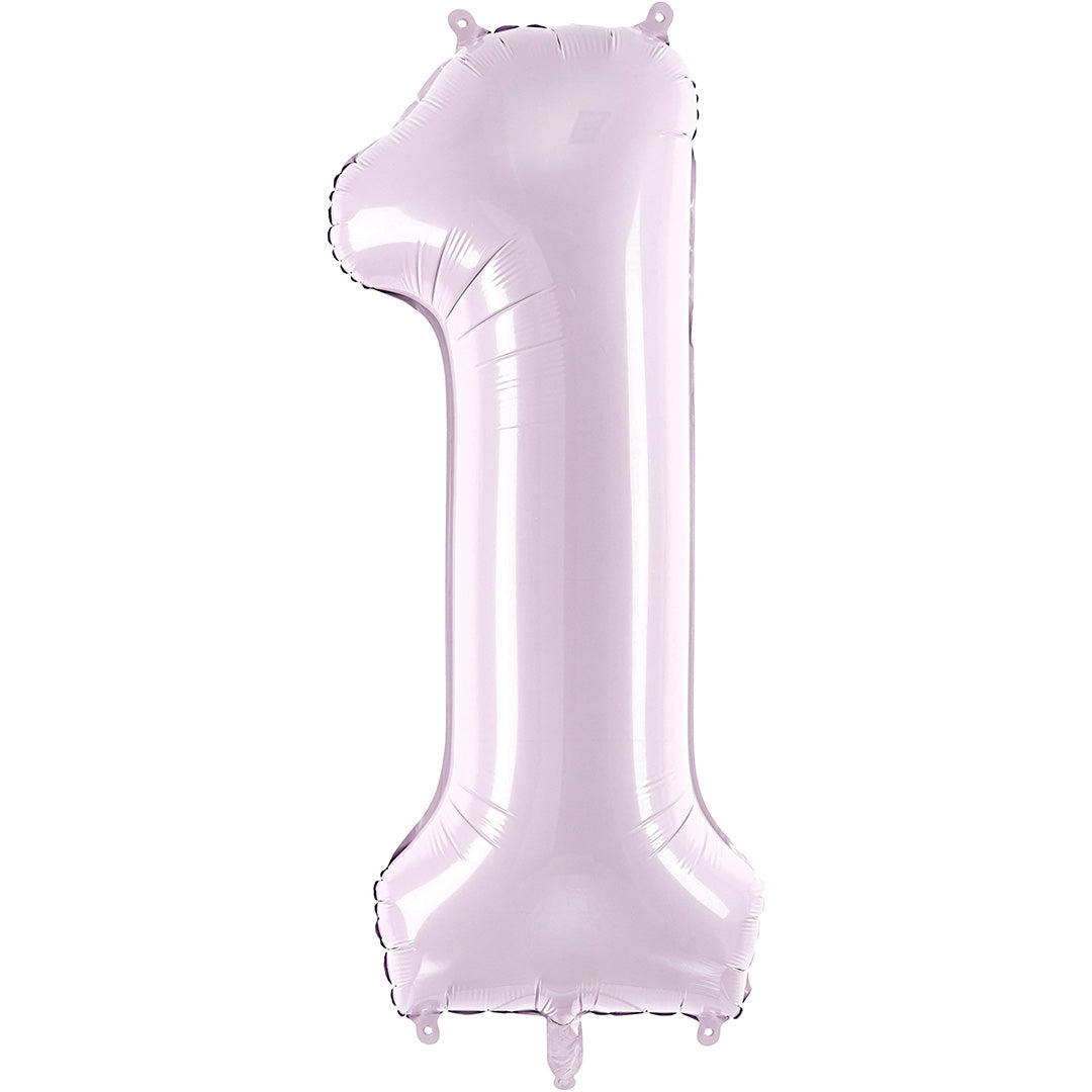 Partydeco paarse cijferballon in de vorm van het getal 1.