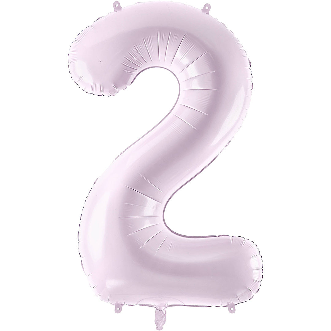 Partydeco paarse cijferballon in de vorm van het nummer 2.