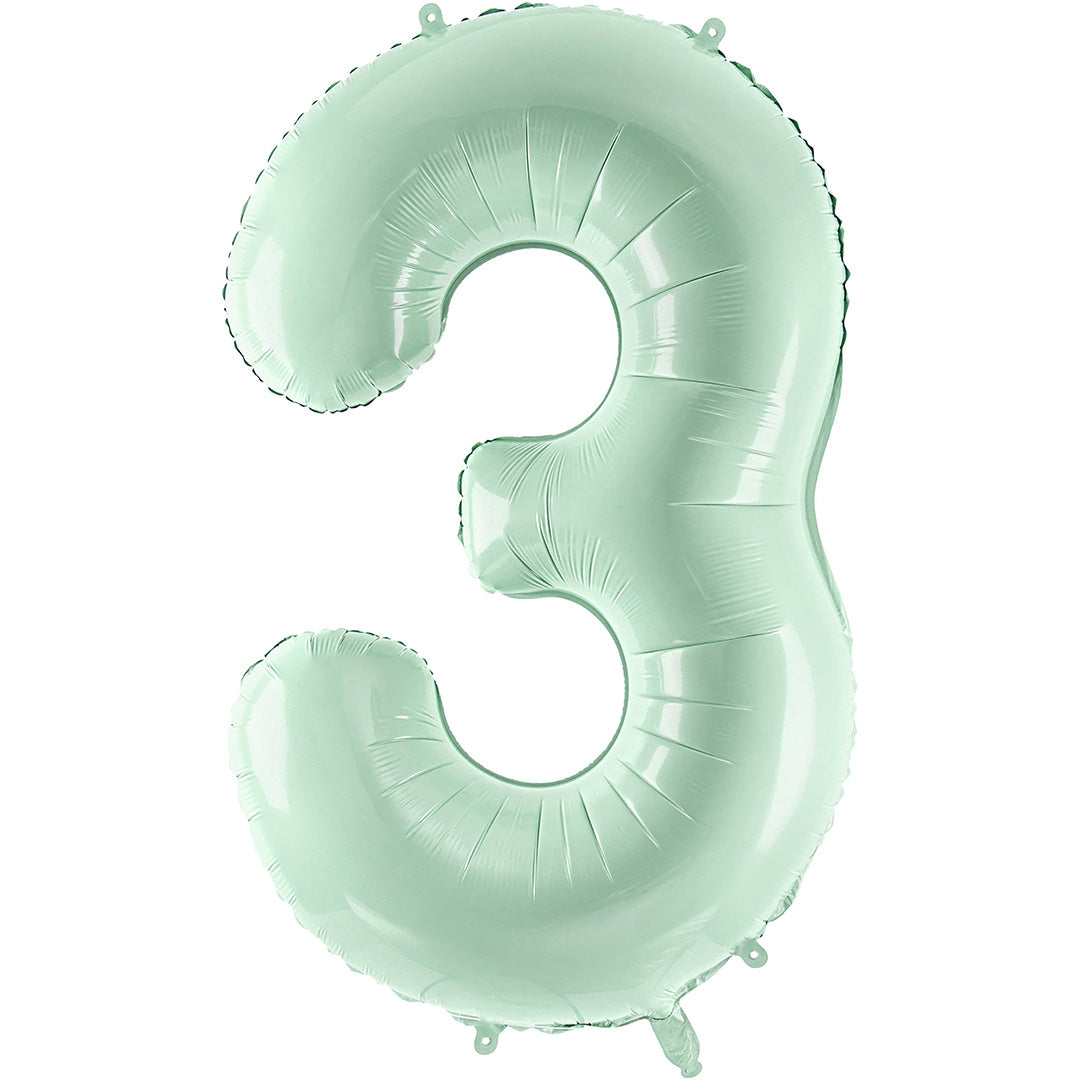 Partydeco groene cijferballon in de vorm van het cijfer 3.