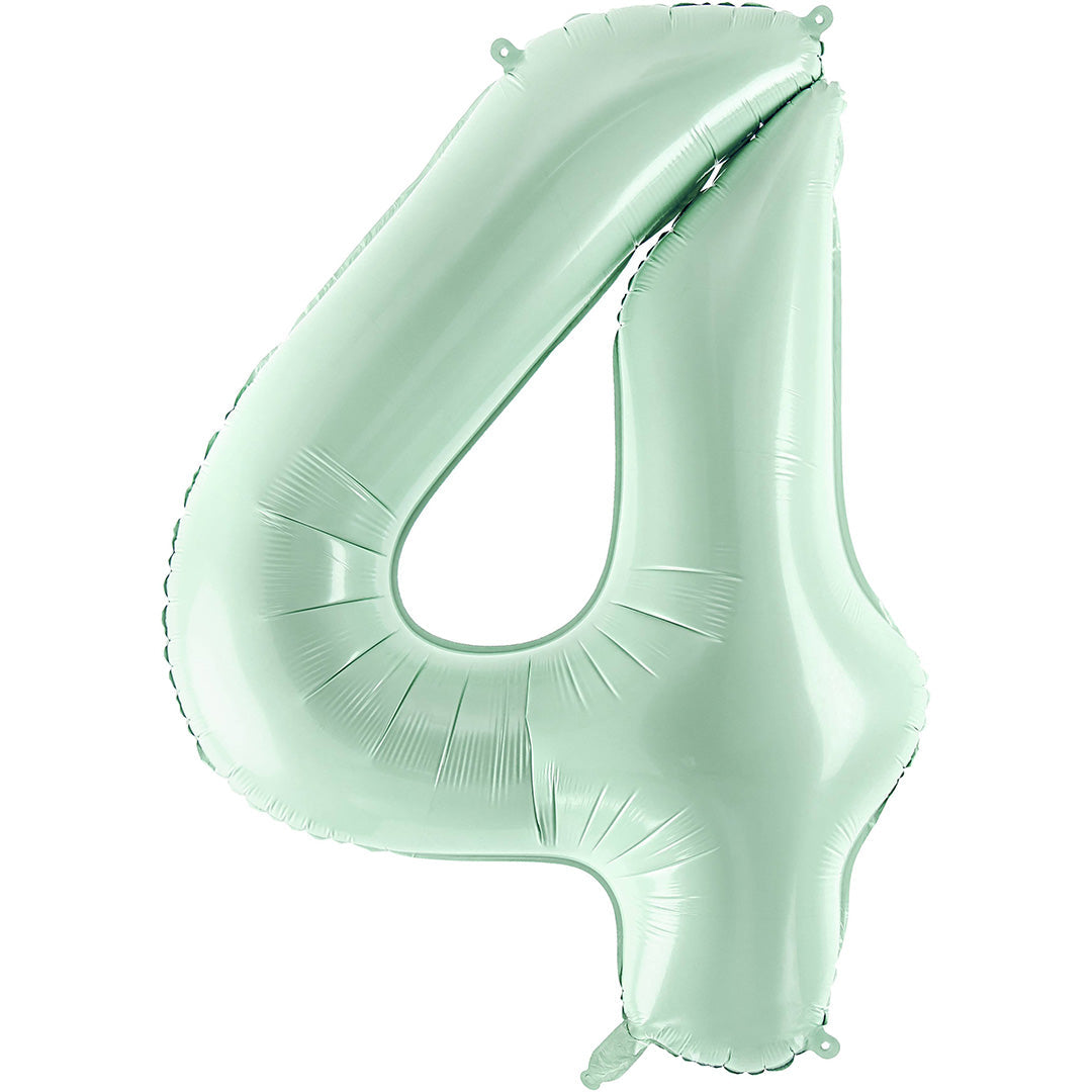 partydeco groene cijferballon in de vorm van het getal 4.
