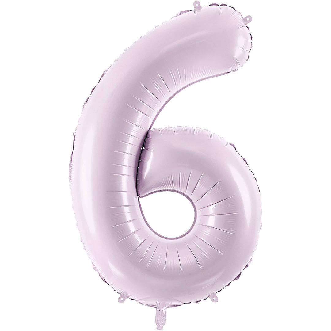 Partydeco paarse cijferballon in de vorm van het cijfer 6.