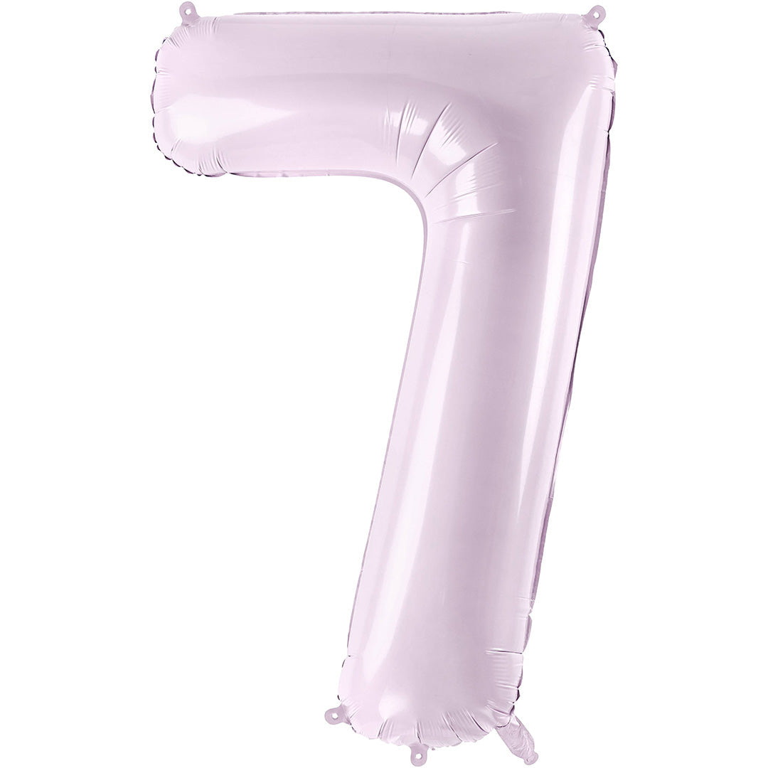 Partydeco paarse cijferballon in de vorm van een 7.