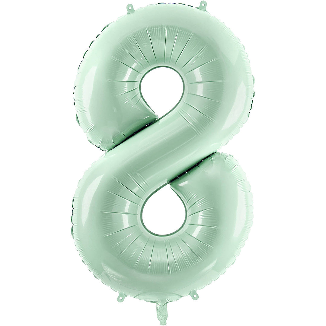 Partydeco groene cijferballon in de vorm van het getal 8.