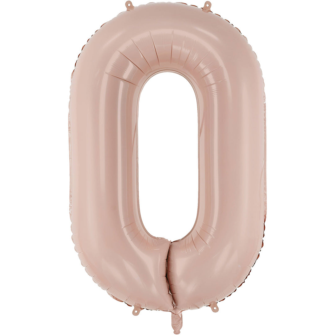 PartyDeco donker beige cijferballon in de vorm van het cijfer 0.