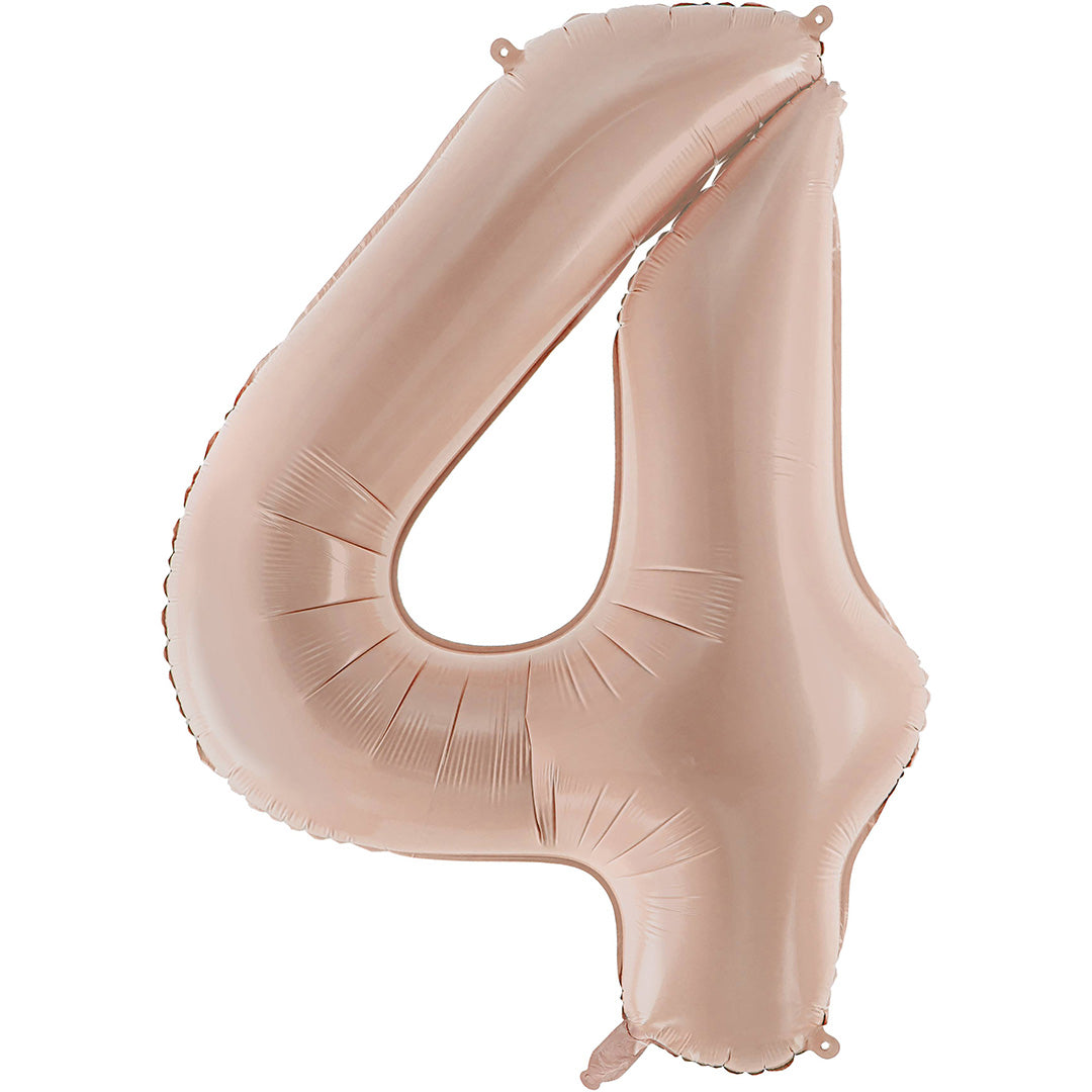 Partydeco cijferballon 4 in donker beige.